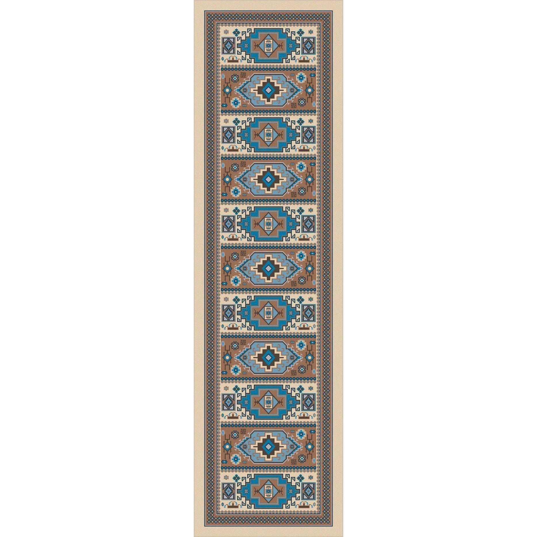 Café Indigo - Turquoise-CabinRugs Southwestern Rugs Wildlife Rugs Lodge Rugs Aztec RugsSouthwest Rugs